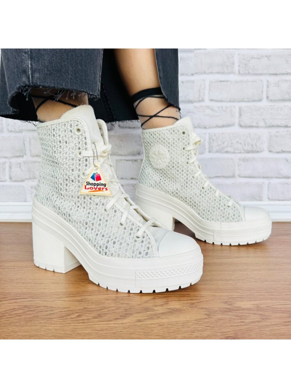 ⭐Converse Chuck 70 De Luxe Heel Platform Knit 9 Women Shoes Boots Egret A07535C⭐